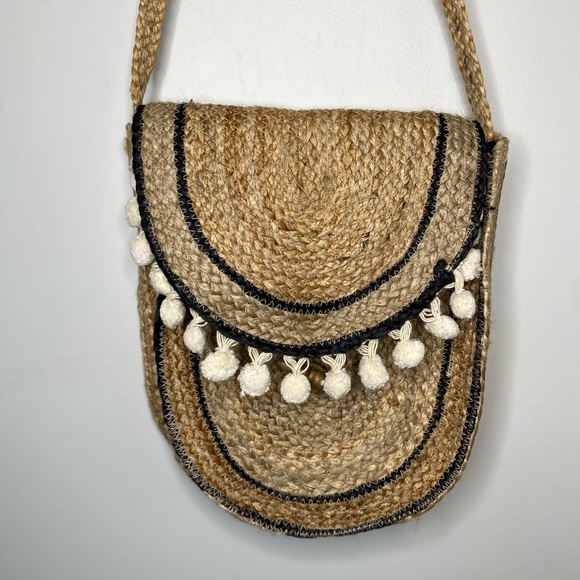 World Wide Lg Jute Satchel Crossbody Bag Bohemian - Picture 3 of 14